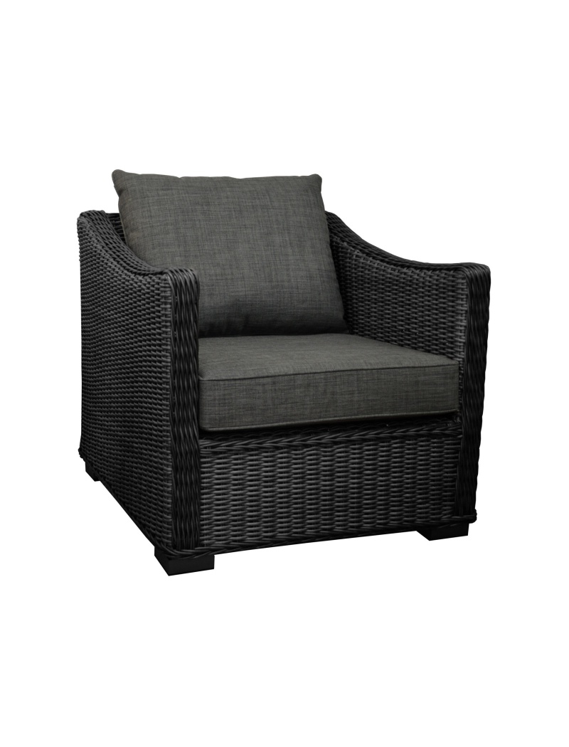 Proloisirs Fauteuil bas Portland résine tressée ronde Gris